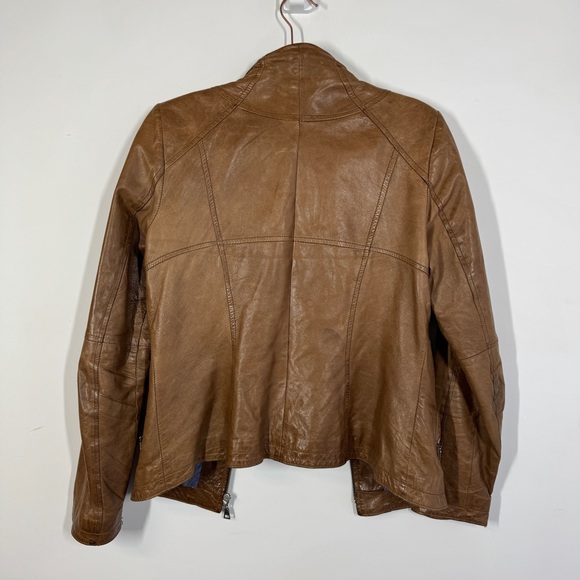 Vintage Danier Tan Leather Moto Jacket Small Italian Leather Made in Canada - Picture 8 of 16
